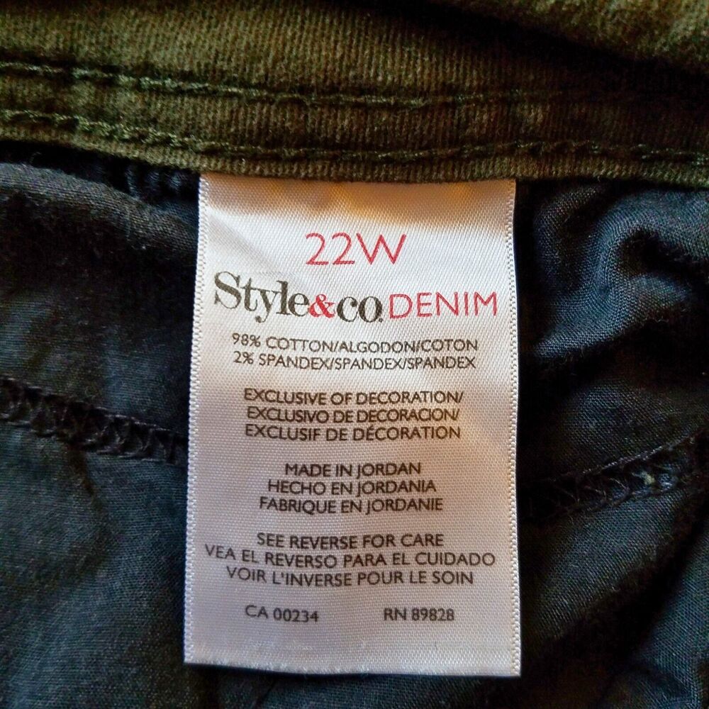 Style & Co. Jeans Women’s 22W Olive Green Slim Leg Stretch Denim - Picture 5 of 5